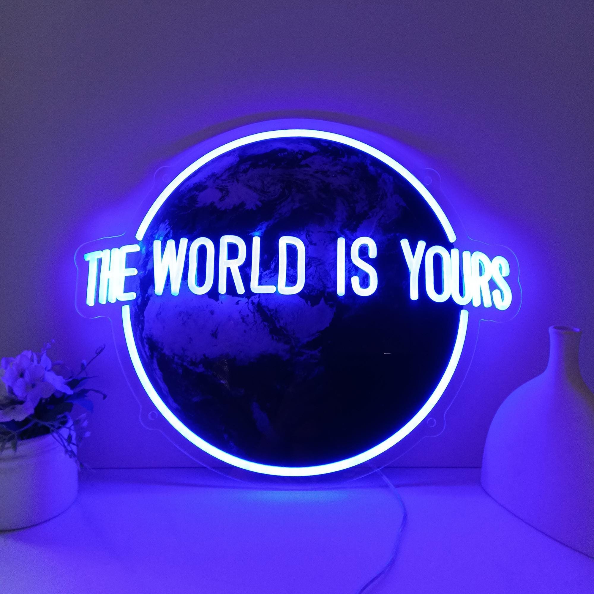 The World Is Yours Neon Sign Handmade Acrylic Artwork Led Light Custom Neon Signs for Bar Home Wall Art Decor