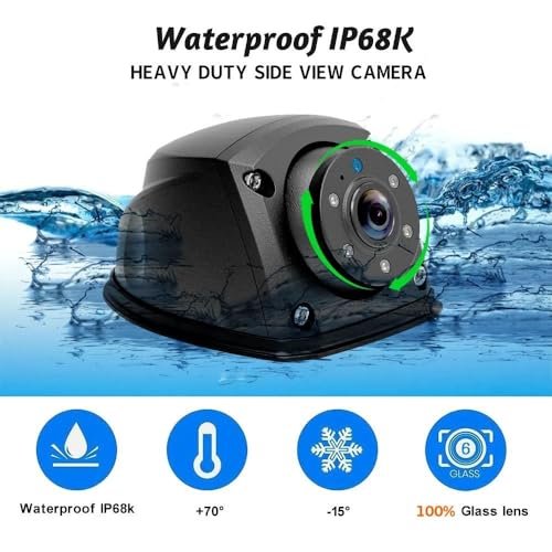 Heavy Duty AHD 1080P Mini Aluminum Side Mount Camera IR Night Vision Waterproof Reversing Parking Monitor for Trucks RVs Buses