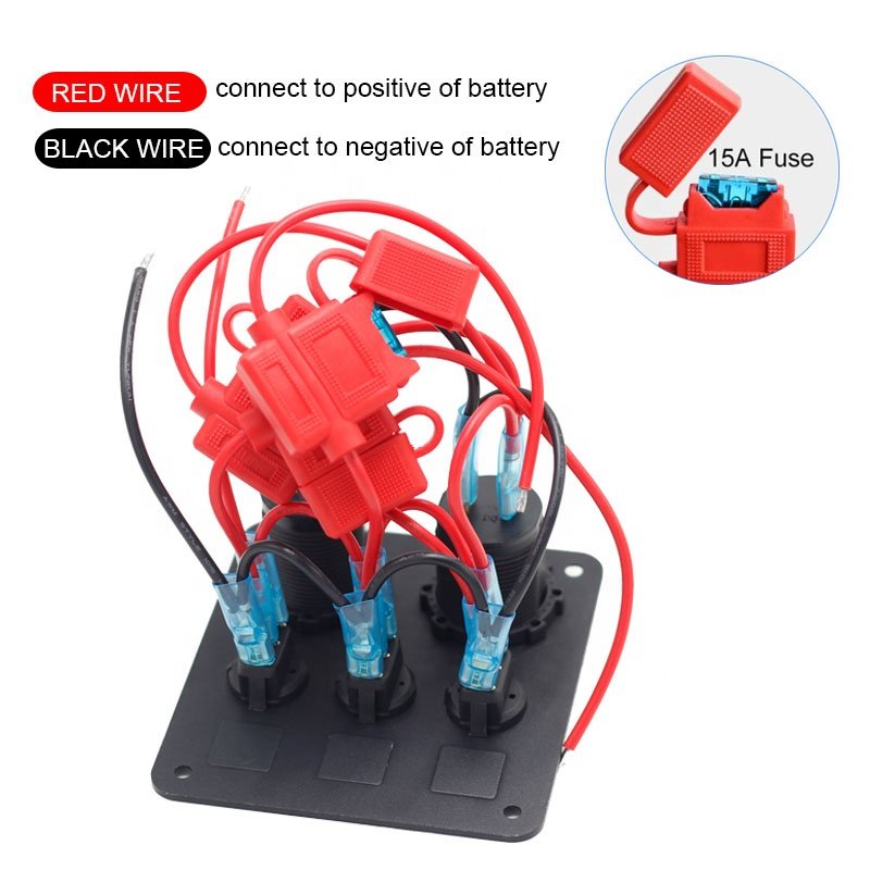 12V 24V 4.2A Usbt Led Light Push Button Toggle 3 Gang Electrical Car Rocker Waterproof Boat Marine Control Switch Panel Socket