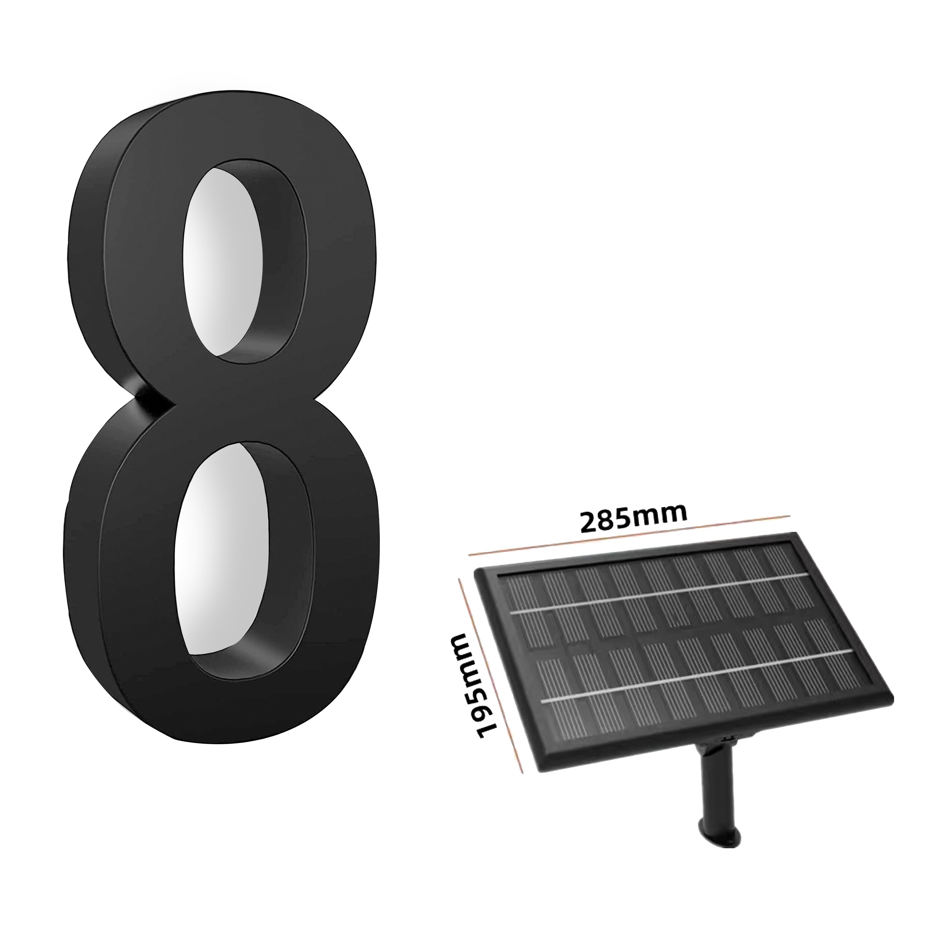 Outdoor 24V Solar House Number Light Apartment Door House Number Signs 5" 6" 7" Metal Numbers and Letters Light up Letters