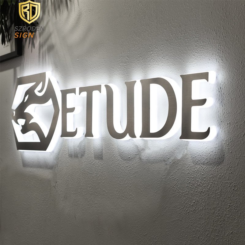 Metal Backlit Sign 3D Business Sign for Wall Custom Logo Sign Store Front Signage 3D logo for Wall