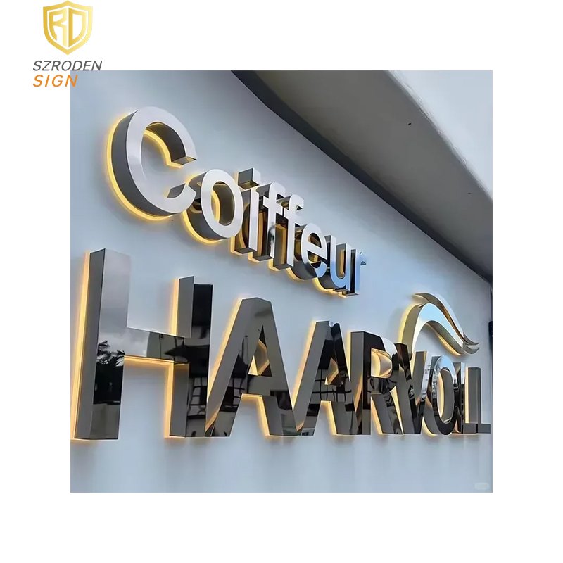 Metal Backlit Sign 3D Business Sign for Wall Custom Logo Sign Store Front Signage 3D logo for Wall
