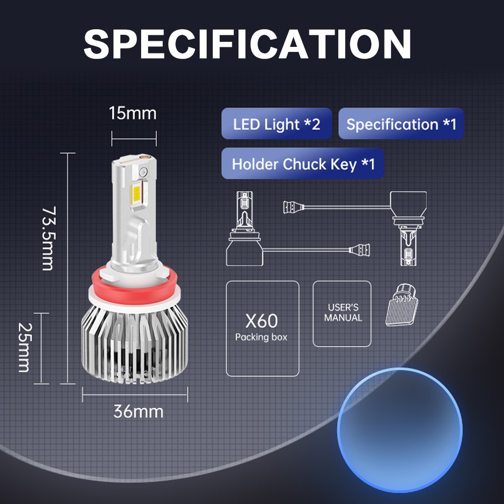 RAYCH New Arrival 60W LED Headlight H1 H4 9004 9012 880 Linear Driver with Fan Stable Power Built Inside Driver Fog Light Bulbs