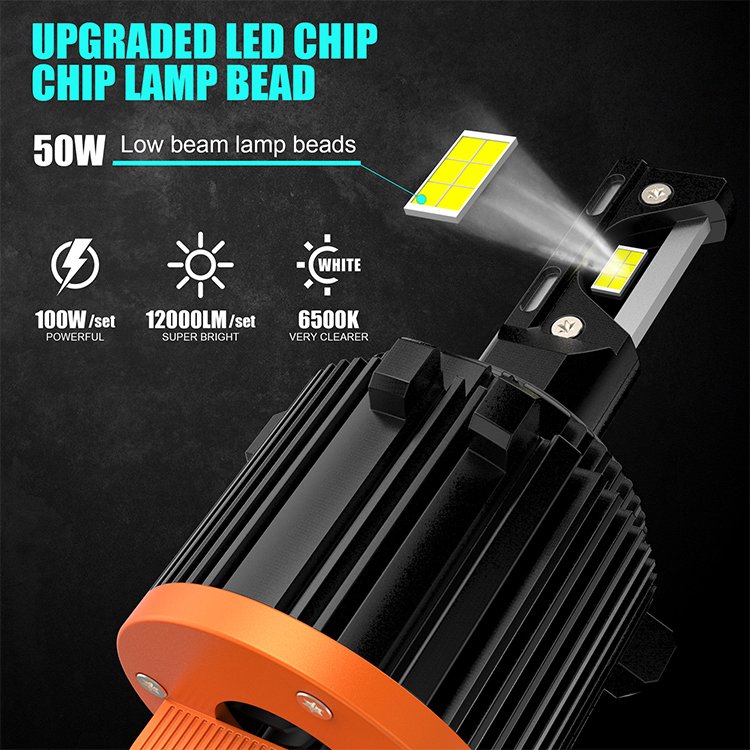 BAODUO High Low Beam for Golf 7 Car Led Light Bulb GT7 Canbus With Fan Car Led Headlight 100W 12000LM H7 for Vw Golf 4 Vw Bus