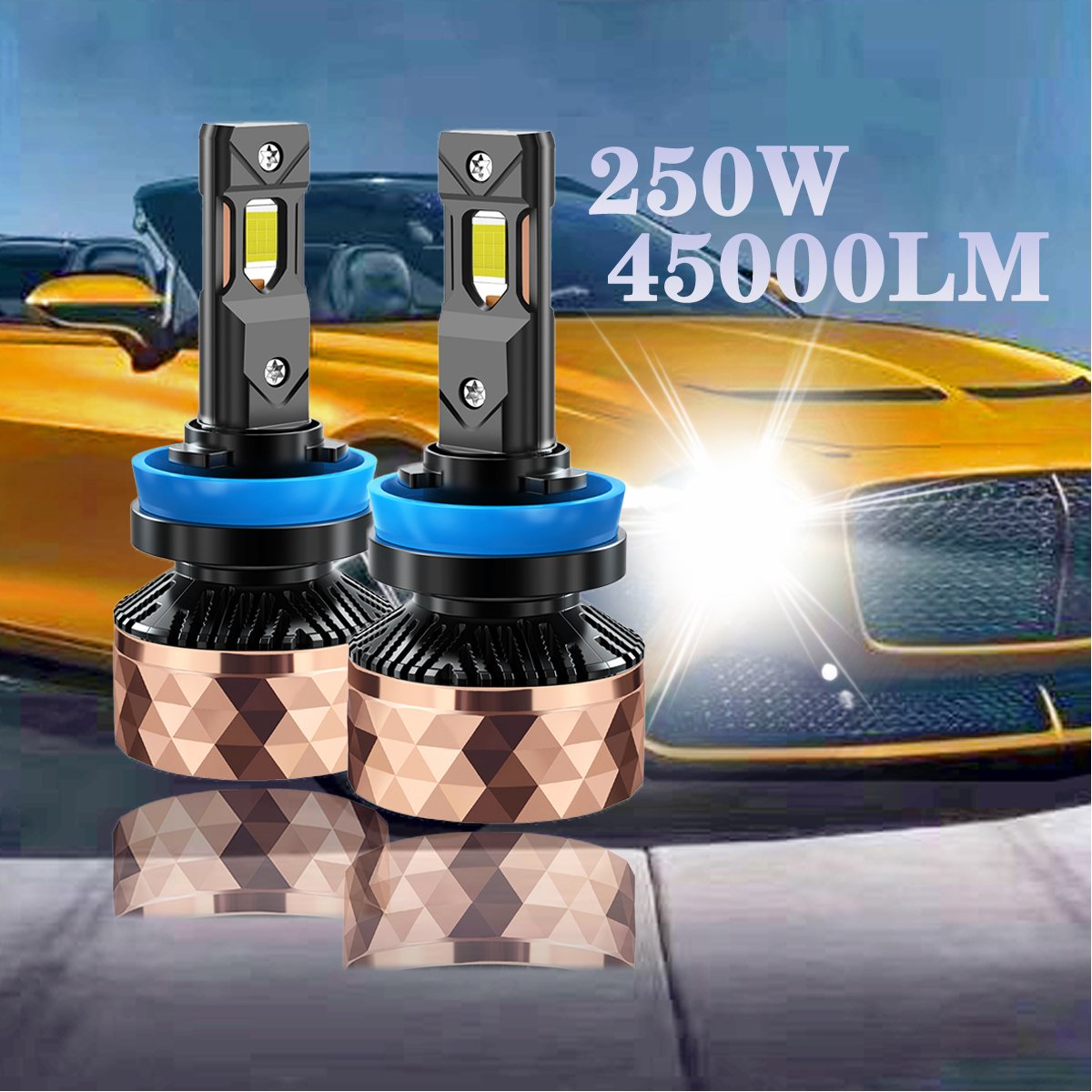 HB3 H11 LED Bulb 45000LM HB4 D2 D3 CAR Light 4575 Chips CANBUS EMC Diamond White 250W ULTRA BRIGHT LED Headlight Accessories