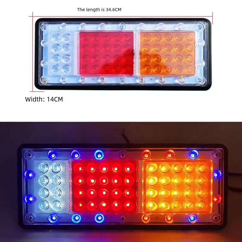 Rectangular Tail Light High Brightness LED Truck Trailer Rear Stop Reverse Indicator Signal Lamp Campers Buses Vans