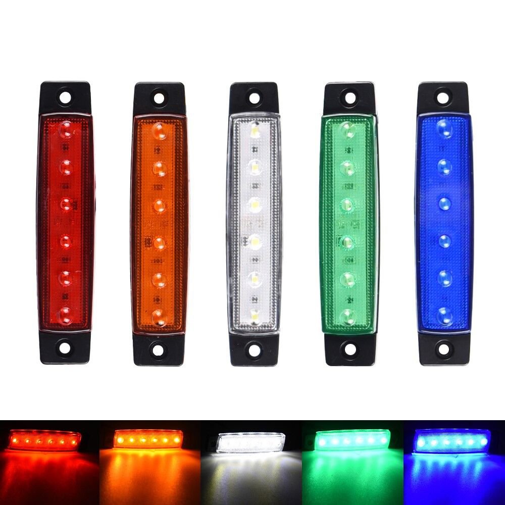 6 Led Truck Side Marker Light Truck Lamp 24v 12v 5 Color Position Clearance Lights for Trailer Pickup Lorry Bus
