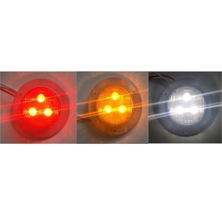 2 Inch Round Led Light 12V-24V Side Marker Lights with Waterproof hard Ring Trailer Taillight Rear Fog Light