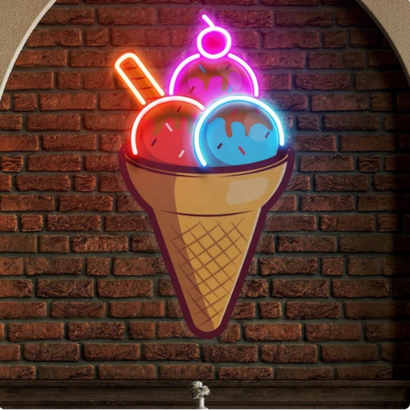Custom Chain Store Led Neon Sign Store Business logo Ice Cream Shop Neon Sign Light Led for Store Wall Decoration