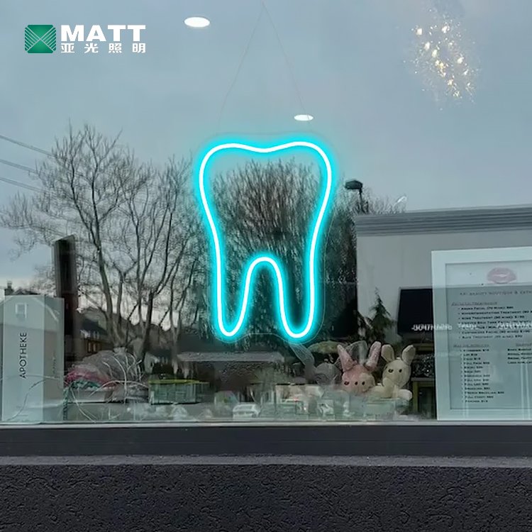 Custom Business Logo Tooth Neon Sign Dental Clinic Acrylic Led Neon Lights Office Room Wall Decoration