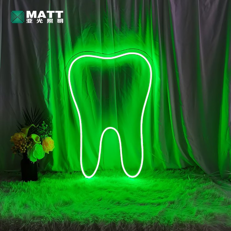 Custom Business Logo Tooth Neon Sign Dental Clinic Acrylic Led Neon Lights Office Room Wall Decoration