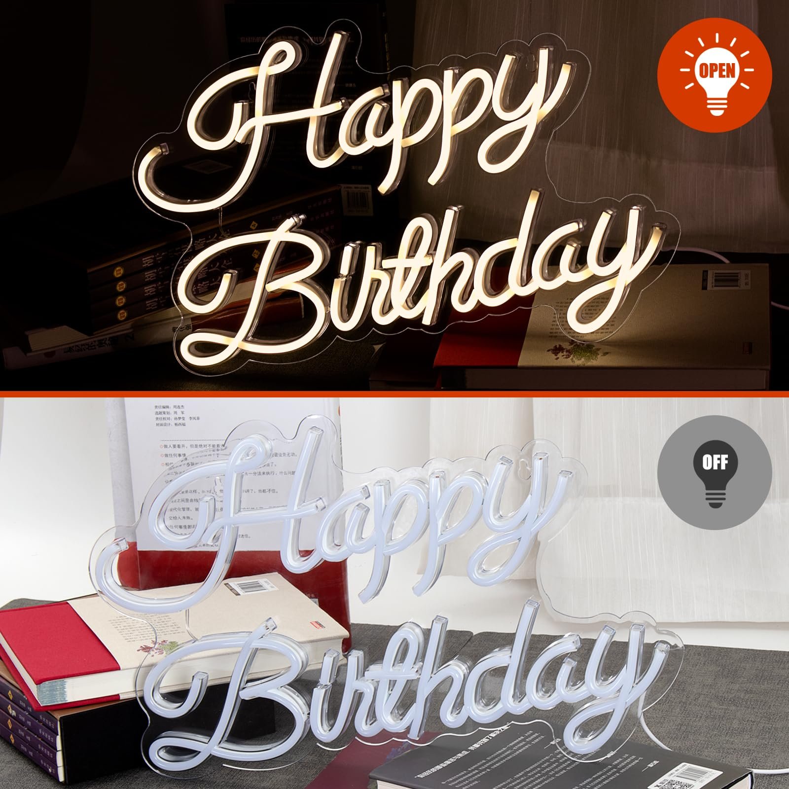 Happy Birthday Neon Sign LED Neon Light Signs USB Powered Happy Birthday Light up Sign for Backdrop Party Decoration