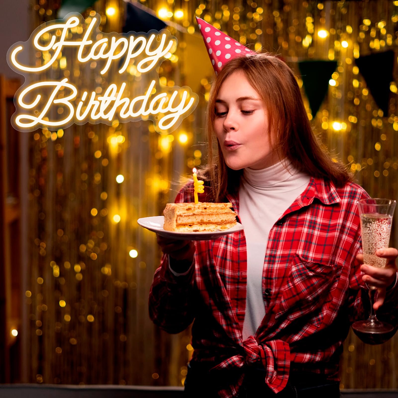 Happy Birthday Neon Sign LED Neon Light Signs USB Powered Happy Birthday Light up Sign for Backdrop Party Decoration