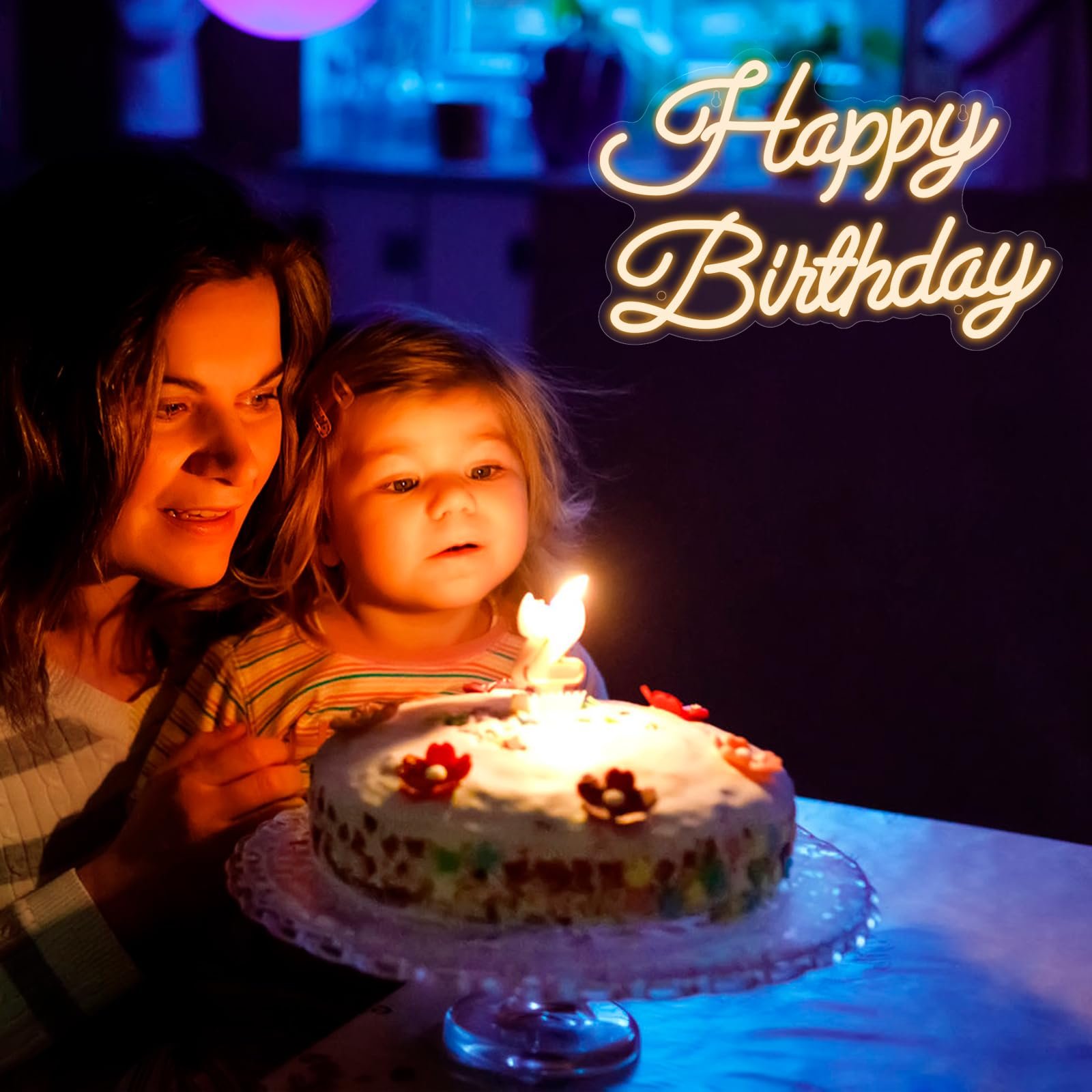 Happy Birthday Neon Sign LED Neon Light Signs USB Powered Happy Birthday Light up Sign for Backdrop Party Decoration