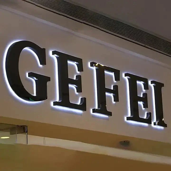 New Design 304 Grade Stainless Steel Polished Mirror Effect Stainless Steel Metal Back Lighted Stainless Steel Sign