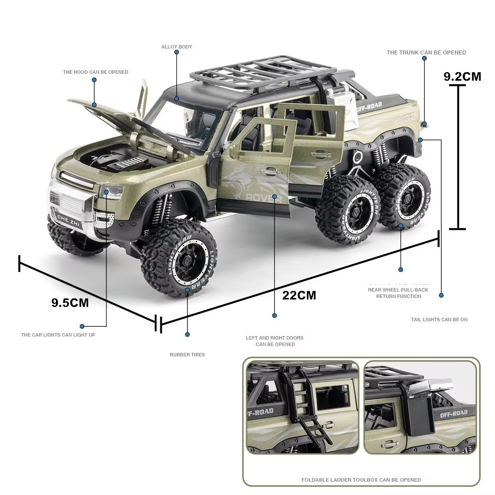 1/24 Scale Unisex Racing Alloy Car Diecast Metal Off-Road Model Wholesale Collection with Moving Wheels for Children