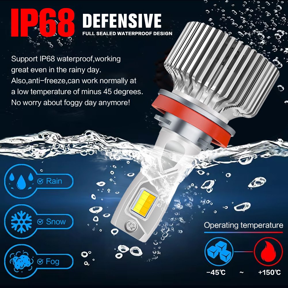 High Power 120W Two Color Fog Lamp Led Headlight H7 H4 9006 880 Double Copper Tube 6000k&3000k External Driver 4575 Chip Canbus