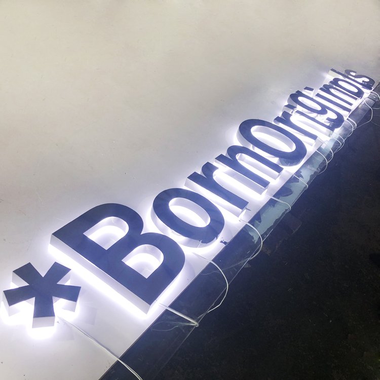 3d Led Sign Letters Outdoor Custom Business logo Stainless Steel Metal Led Light Letter Office logo 3d Led Sign for Business