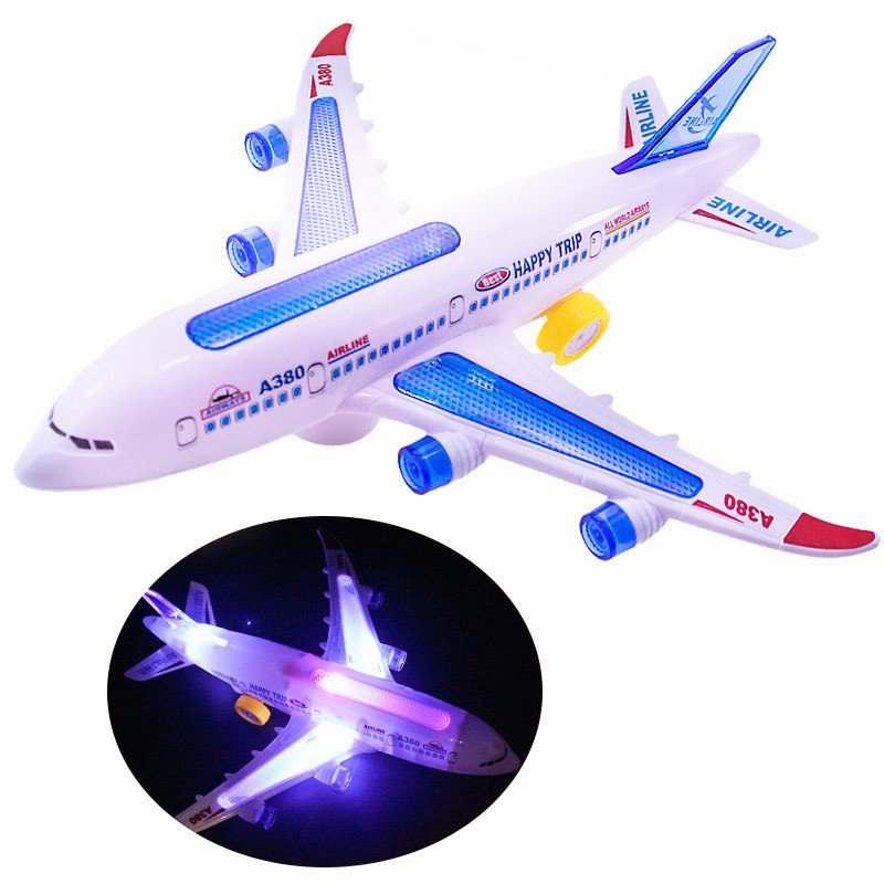 Electric Aircraft Universal Musical Lights Aerial Bus Illuminated Aerial Model Music Truck