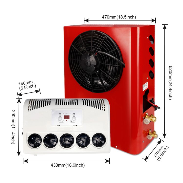 Tractor Van 12V Parking air Conditioning Cooler System 12 Volts DC 24v Truck air Conditioner