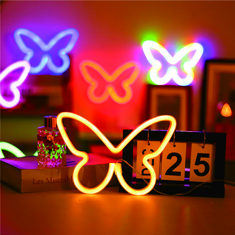 Butterfly Theme New Arrival LED Neon Light Wall Mounted LED Neon Sign Creative Butterfly Night Lamps for Home Decorations