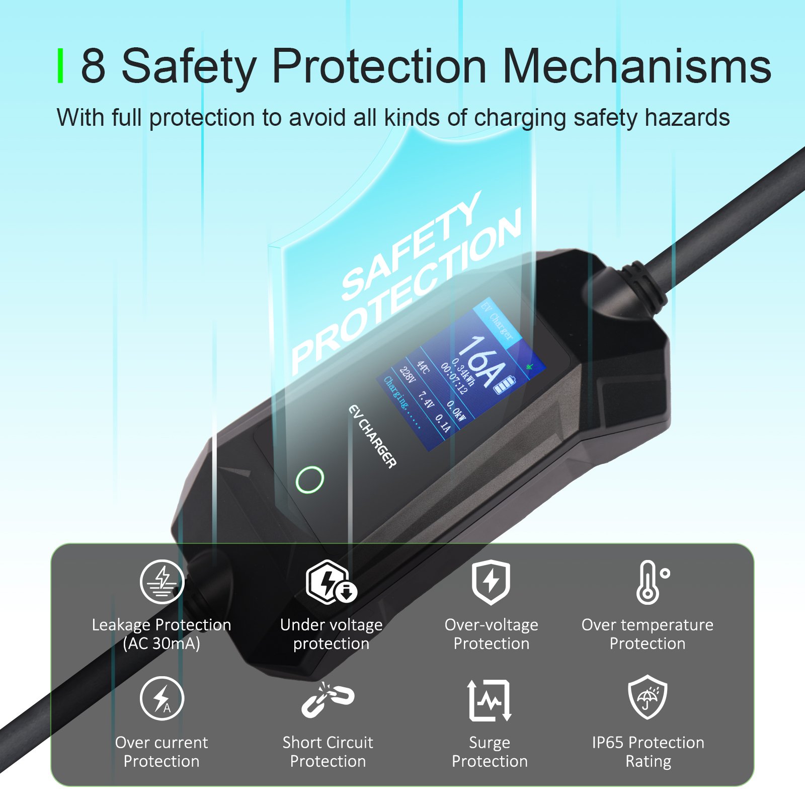 Ev Car Accessories Mobile Type 2 Electric Car Home Ev Charger 32A 7Kw Level 2 Portable Charger for Electric Car