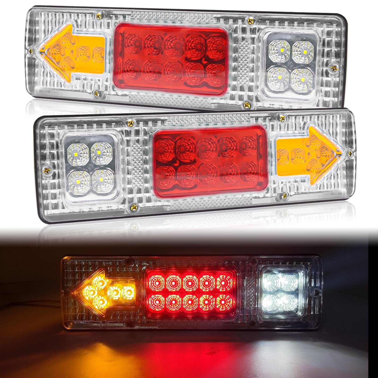 Universal 24V 19Led Truck Trailer Multifunction Tail Lights Rear Position Brake Reverse with Arrow Turn Indicator Lamp