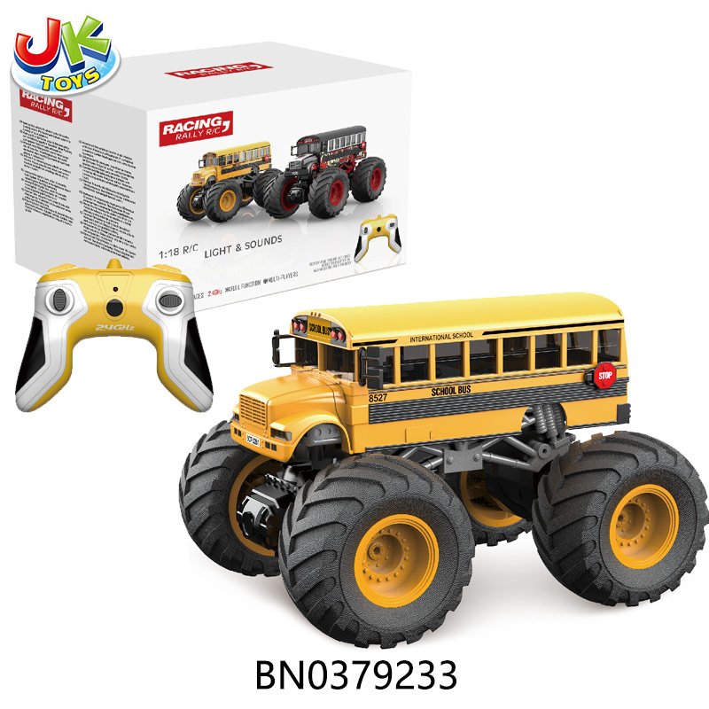 Newest 2.4G 1/18 RC Big Wheel School Bus With Light Sound 12KM/H High Speed Rc Car 4x4 Rc Toy