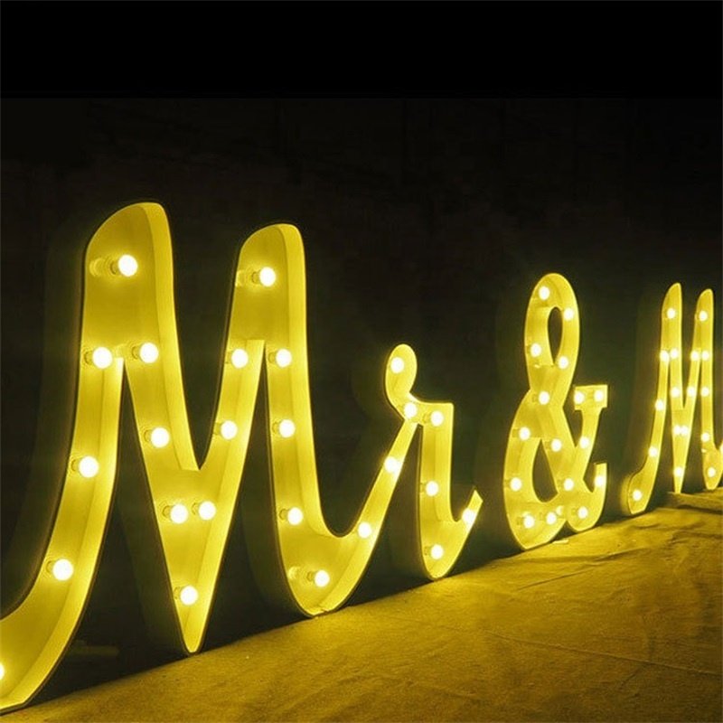 Number 4ft 5ft Large LED Marquee Letter With Lights LED Bulb Letter for Wedding Custom Light up LOVE Letter
