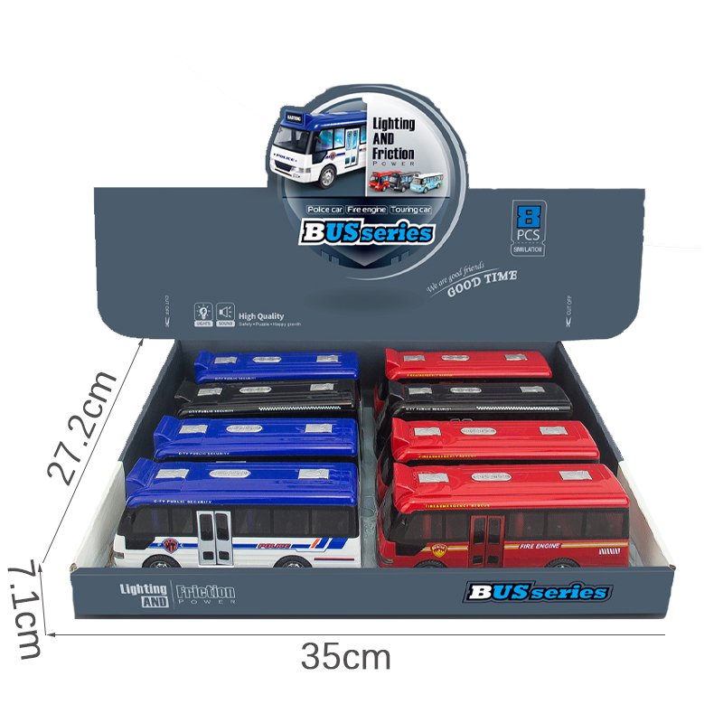 QS High Quality Kids City Bus Model Car Toys Multi Style Friction Power Opening Door Simulation Vehicle Toys With Sound Light