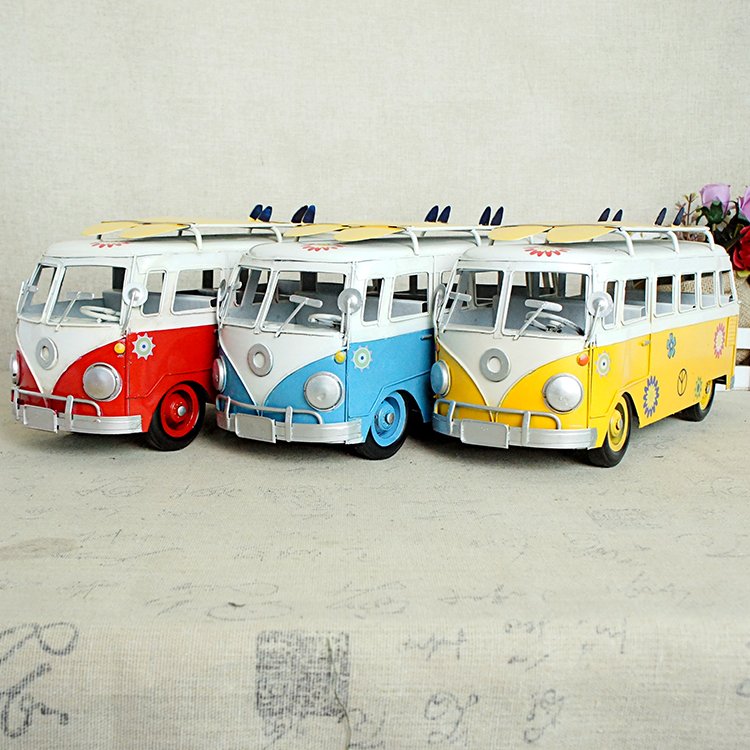 New Arrival Top Selling Handmade Metal Crafts Diecast Bus Toy Vehicles Vintage Bus Model for Home Decoration