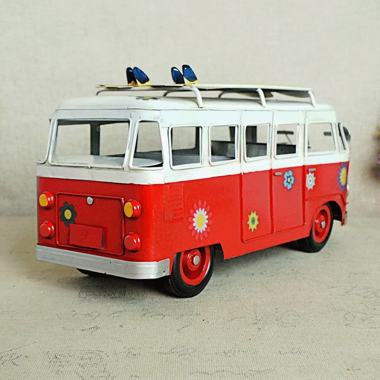 New Arrival Top Selling Handmade Metal Crafts Diecast Bus Toy Vehicles Vintage Bus Model for Home Decoration