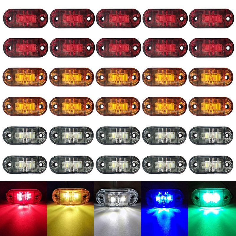New 2 LED 12V-24V Oval Front Rear Clearance Indicator Lamp Side Marker Lights for Truck Trailer BUS Van Caravan Accessories