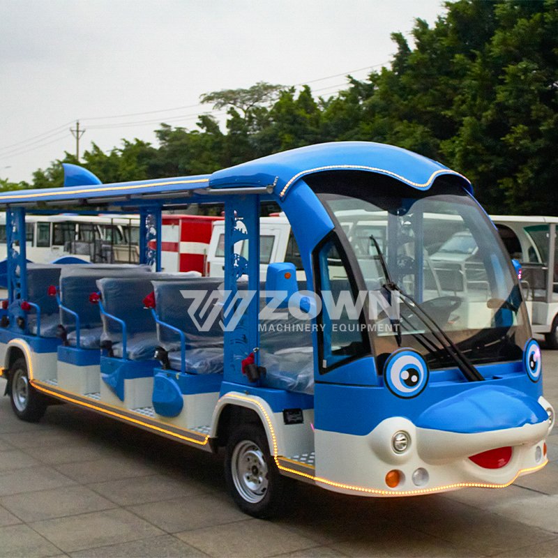 New Cartoon Design 14 Seats Blue Dolphin Electric Car Children's Playground Sightseeing Bus with CE Certification and Motor
