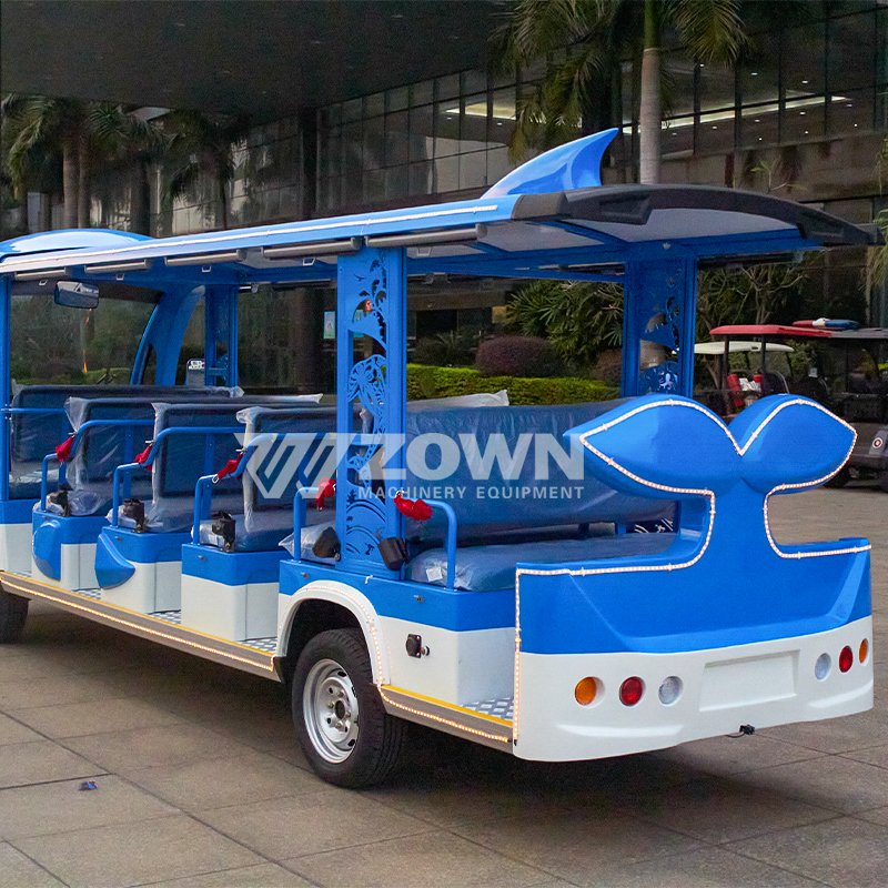 New Cartoon Design 14 Seats Blue Dolphin Electric Car Children's Playground Sightseeing Bus with CE Certification and Motor
