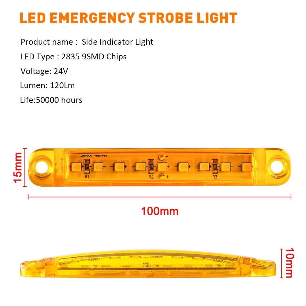12-24V Truck Side Warning Light 9 LED Multi-color Waterproof Car Width Lamp Trailer Bus Van Signal Marker Bulb
