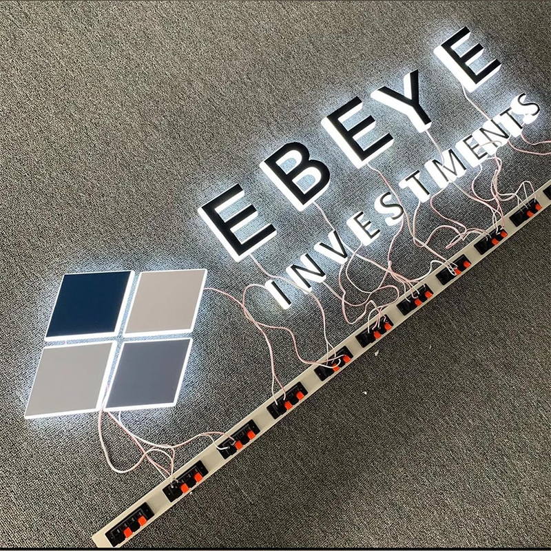 Custom Backlit Sign, Sign for Business, LED Light Box Backlit Silver Brushed Stainless Steel Raised 3D Design,metal Sign