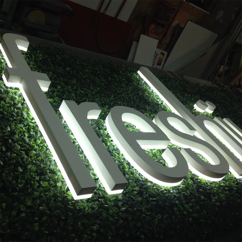 Custom Backlit Sign, Sign for Business, LED Light Box Backlit Silver Brushed Stainless Steel Raised 3D Design,metal Sign