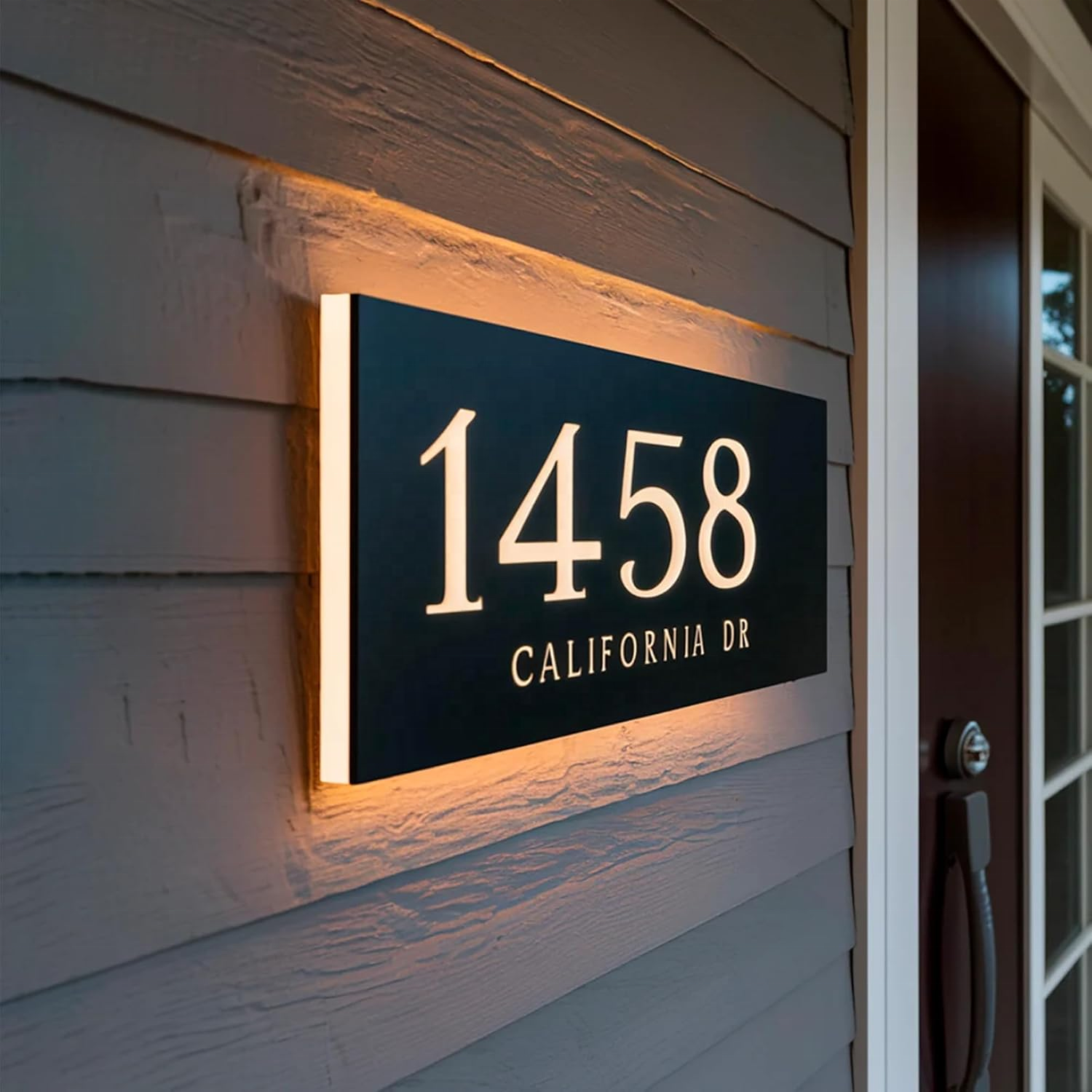 Custom Personalized Metal House Address Sign Solar Backlit Lighted House Number Plaque for Outside for Car Advertising