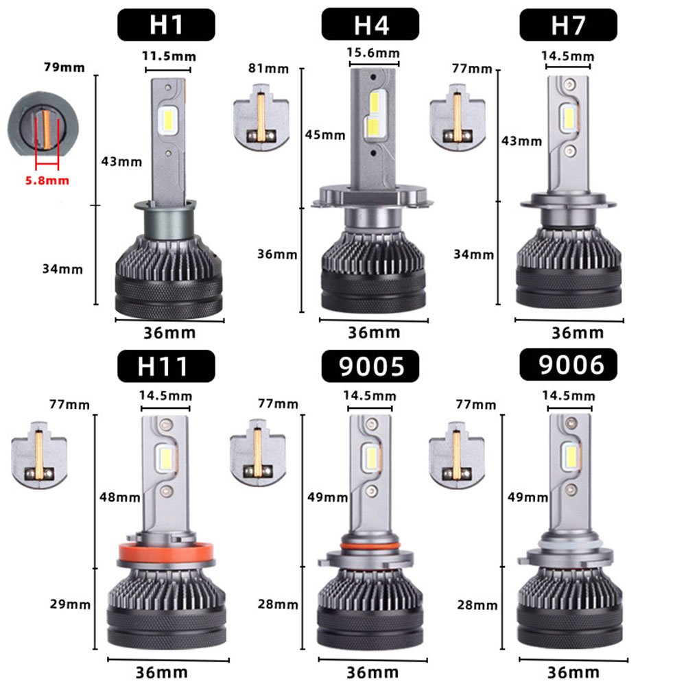 T50 Led Headlight D2H H7 H11 9005 9006 881 H4 Led Light 110W Canbus Decoder Auto Lighting System for Kia Mazda 3 Light Bulb 12V