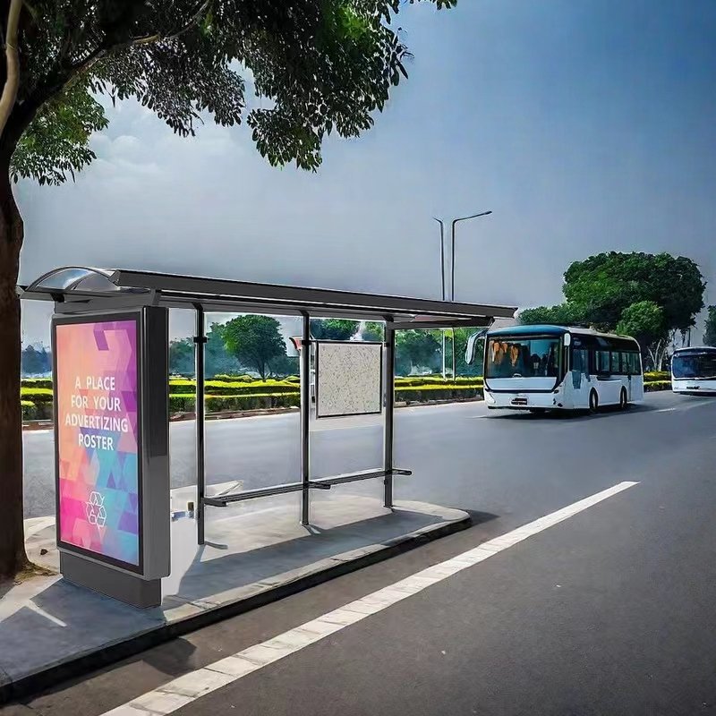 Modern Urban Smart Bus Stop Solar Seats Can Be Recharged