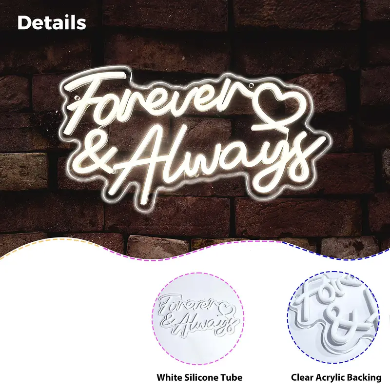 Fast Delivery Dropshipping Decoracion Lettering Light Logo Forever&Always Neon Sign Neon Lights Drop Shipping for Party