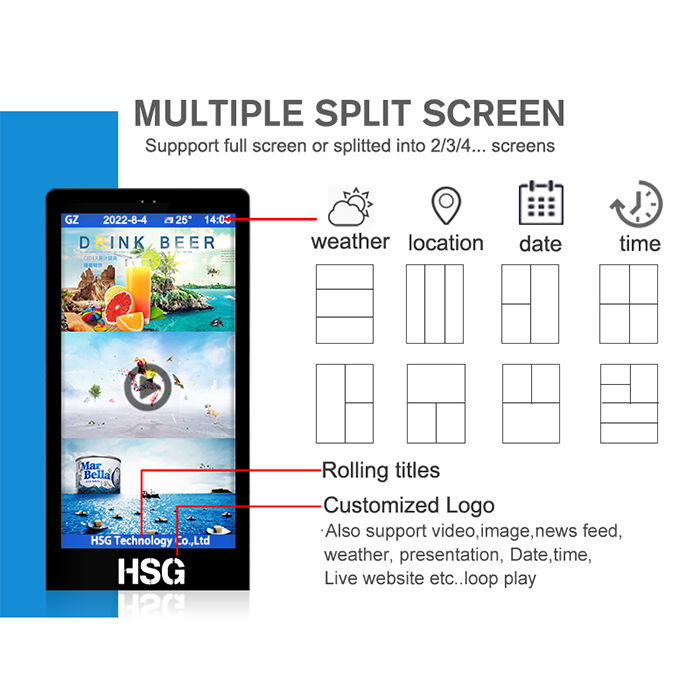 32 43 49 55 65 Inch Android Touch Screen Outdoor Digital Signage Face Recognition Camera Lcd Advertising Kiosk With Wheels