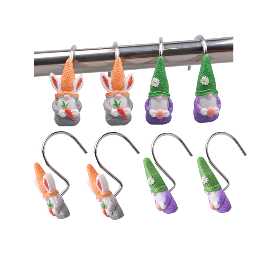 Factory Wholesale and Retail Resin Metal Easter Spring Rabbit Curtain Hook Ring