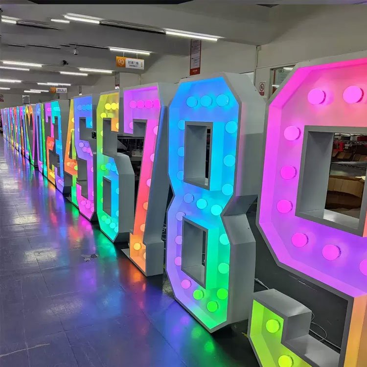 Custom Large Building Logo LED Letter Lights 4ft Super Mall Logo Advertising Lights Giant LED Light up Marquee Letters Numbers