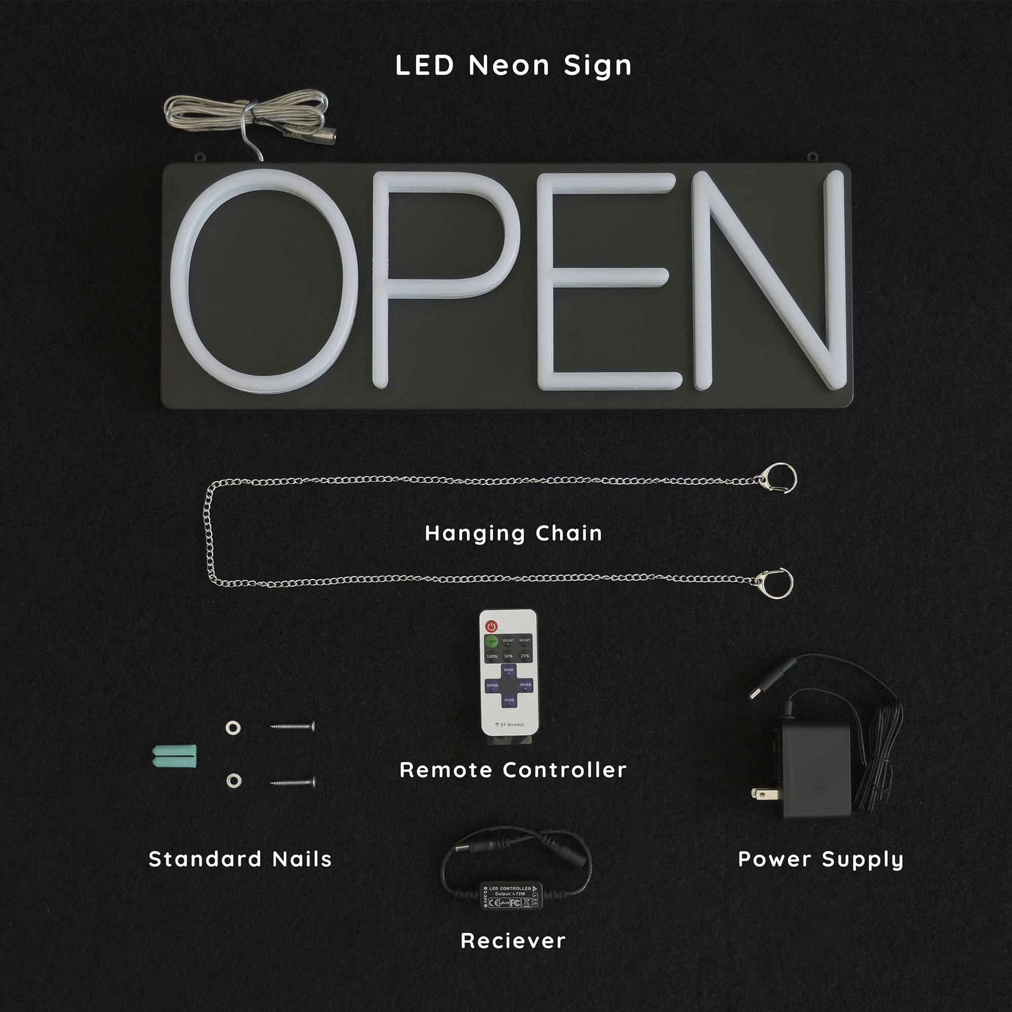 Drop Shipping Multicolor Open Neon Sign Rainbow LED Open Sign Electric Light Open Sign Business Advertising Board