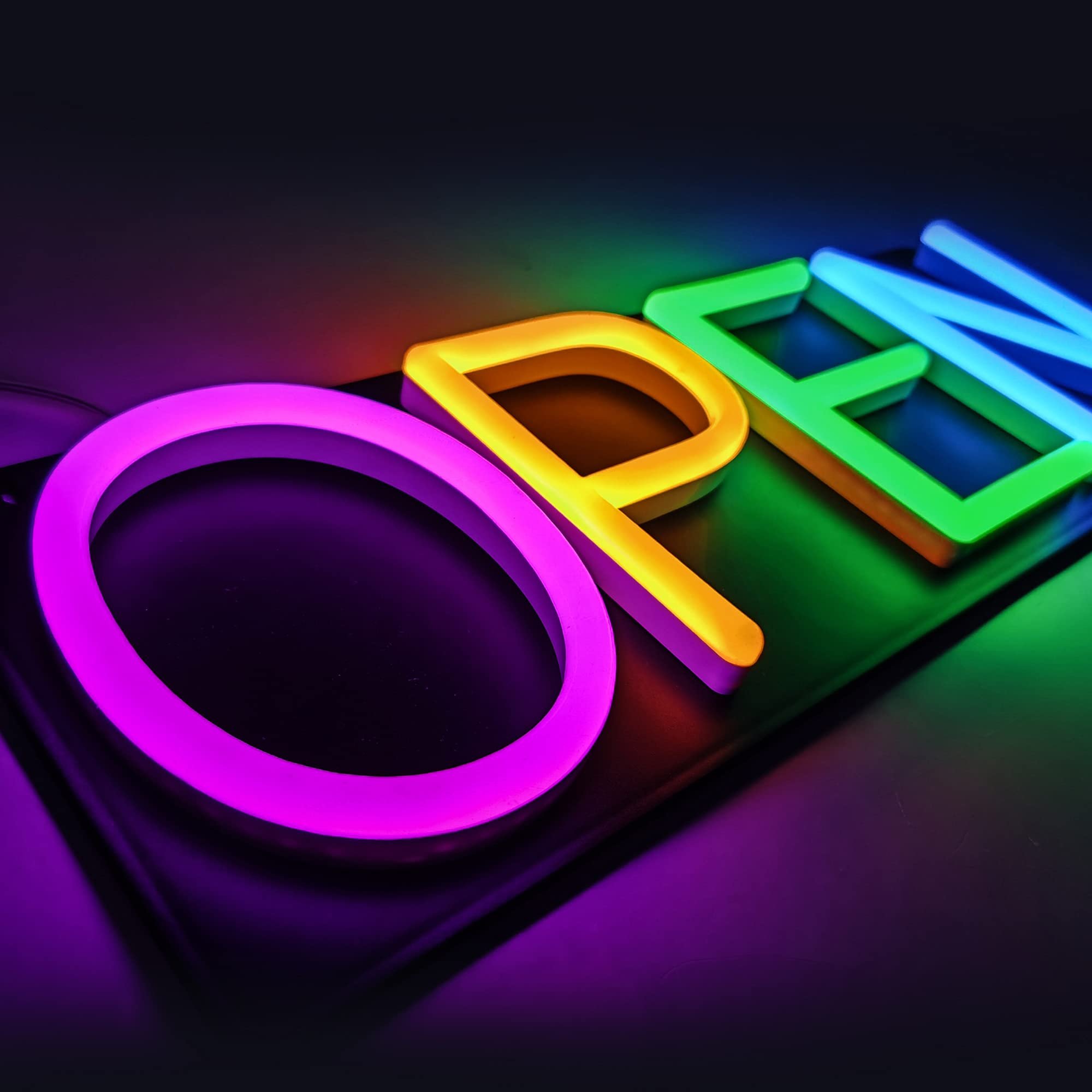 Drop Shipping Multicolor Open Neon Sign Rainbow LED Open Sign Electric Light Open Sign Business Advertising Board