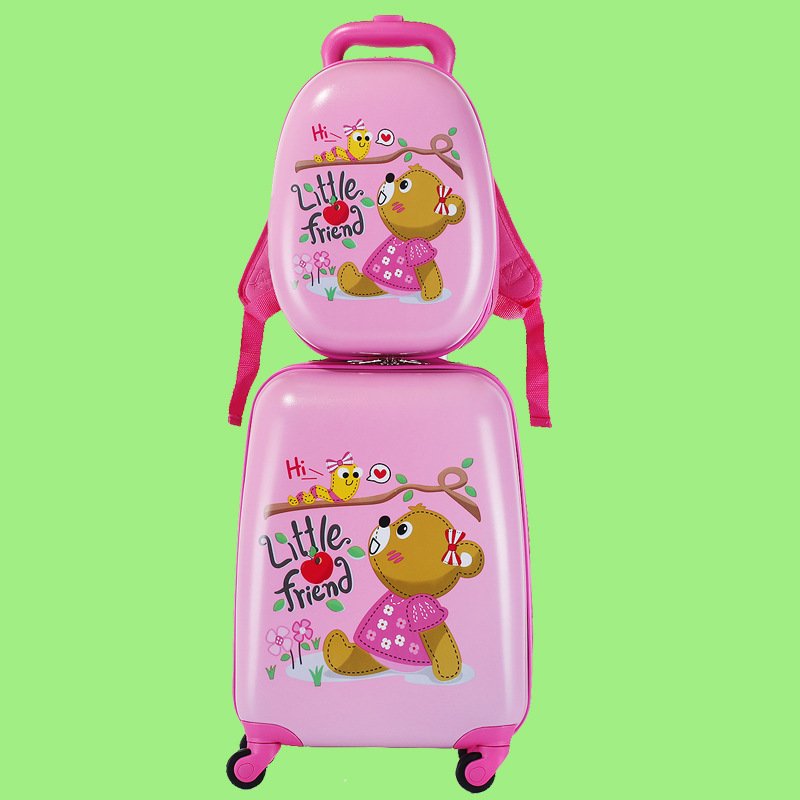 OMAX Unicorn 2pcs Unisex Luggage Sets 13 18inch ABS Material Carry-On Suitcases Spinner Caster Little Girl's Travel Suitcase