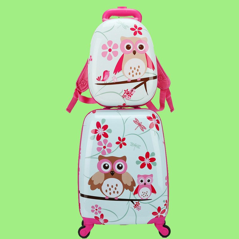 OMAX Unicorn 2pcs Unisex Luggage Sets 13 18inch ABS Material Carry-On Suitcases Spinner Caster Little Girl's Travel Suitcase