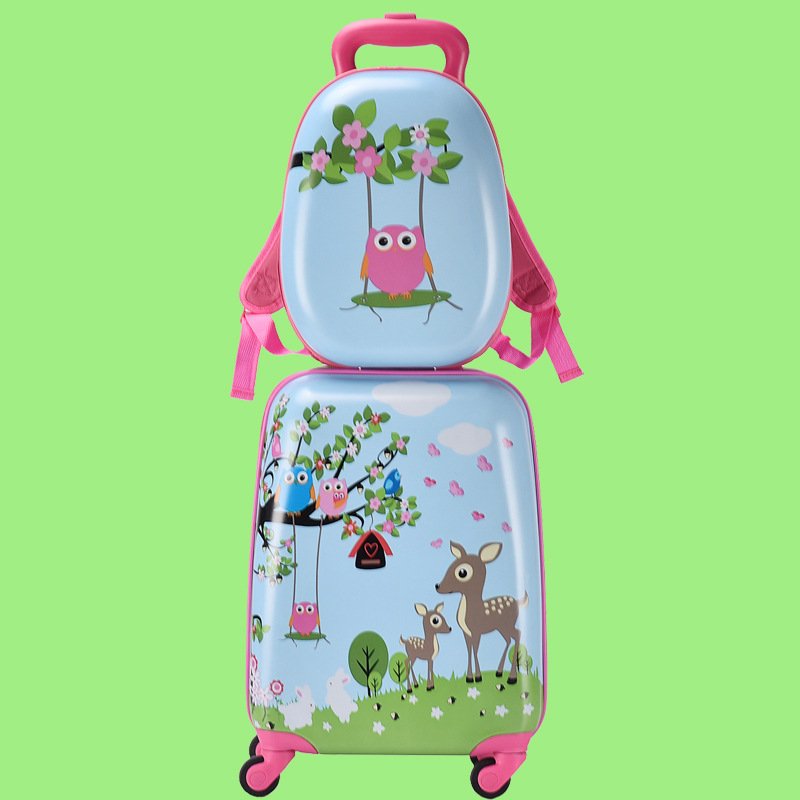 OMAX Unicorn 2pcs Unisex Luggage Sets 13 18inch ABS Material Carry-On Suitcases Spinner Caster Little Girl's Travel Suitcase
